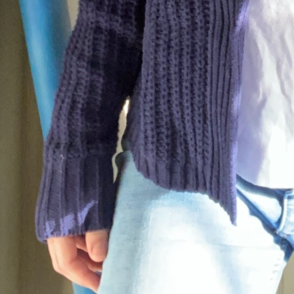 LAST DAY!  LILY LOVES Size medium (fits 8-12) Navy Blue Heavy ribbed Cardigan - Picture 3 of 9